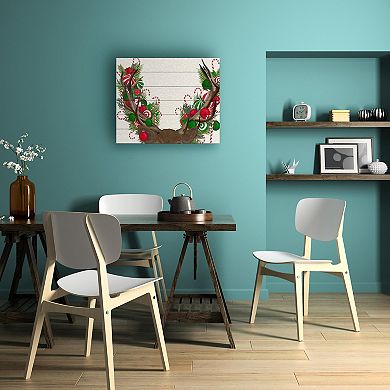 Trademark Fine Art Deer Candy Cane Wreath Wood Slat Wall Art