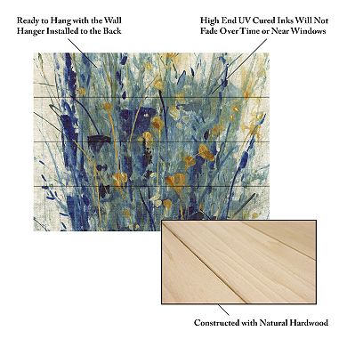 Trademark Fine Art Indigo Floral Ii Wood Slat Wall Art