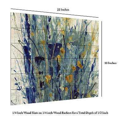 Trademark Fine Art Indigo Floral Ii Wood Slat Wall Art