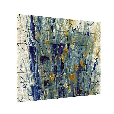 Trademark Fine Art Indigo Floral Ii Wood Slat Wall Art