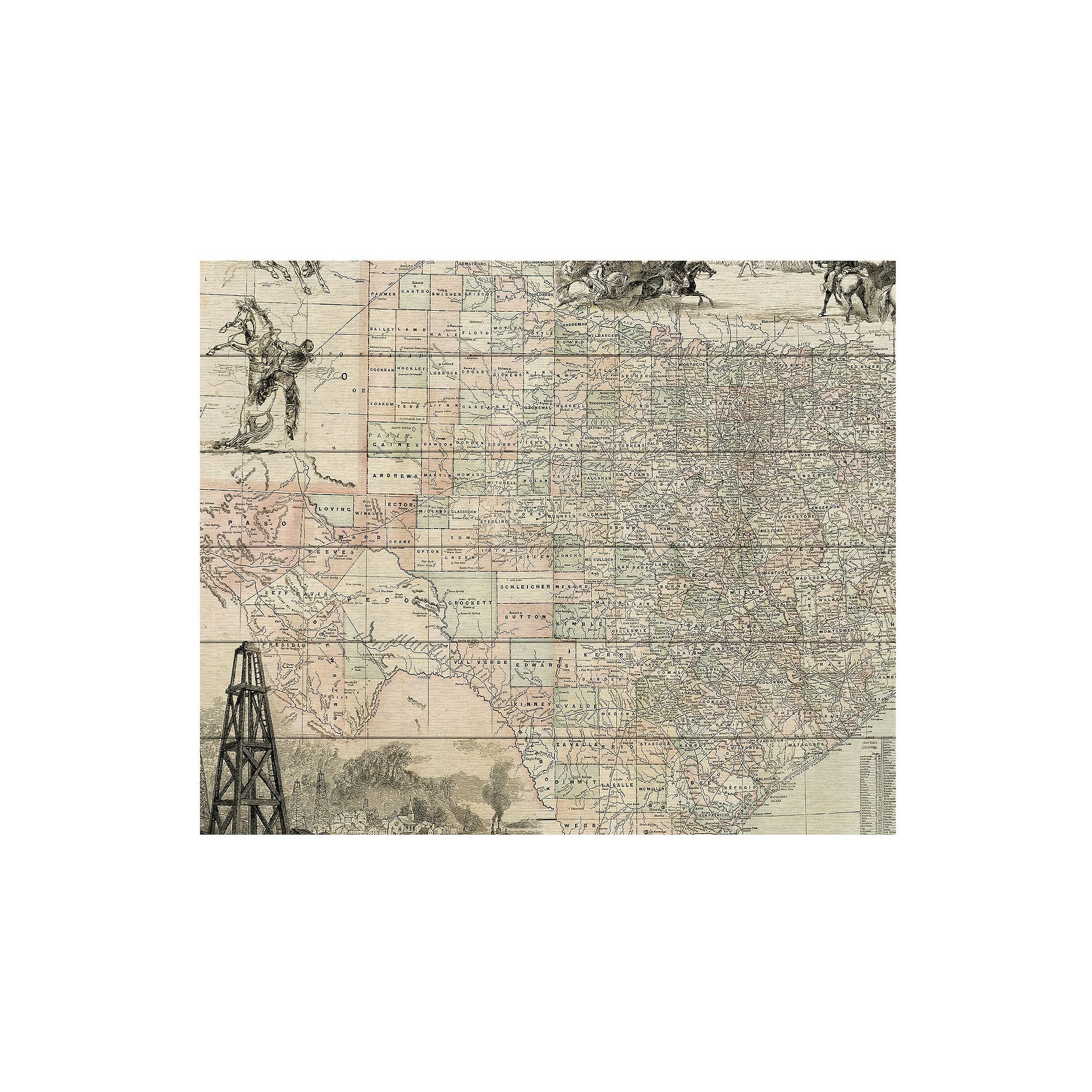 Trademark Fine Art Map Of Texas Wood Slat Wall Art, Multi