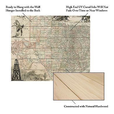 Trademark Fine Art Map Of Texas Wood Slat Wall Art