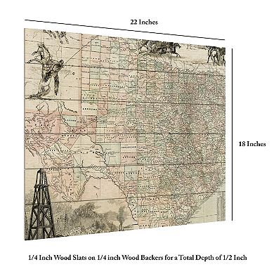 Trademark Fine Art Map Of Texas Wood Slat Wall Art