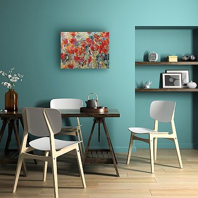 Trademark Fine Art Red Poppy Field Ii Wood Slat Wall Art