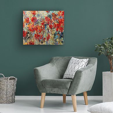 Trademark Fine Art Red Poppy Field Ii Wood Slat Wall Art