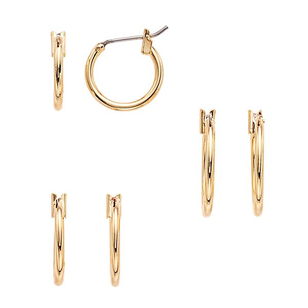 BKE 3 Pack Mini Hoop Earring Set - Women's Jewelry in Gold