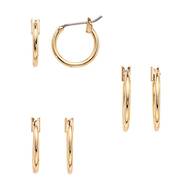 Buy Set Of 3 Textured Mini Hoop Earrings Online - Accessorize India