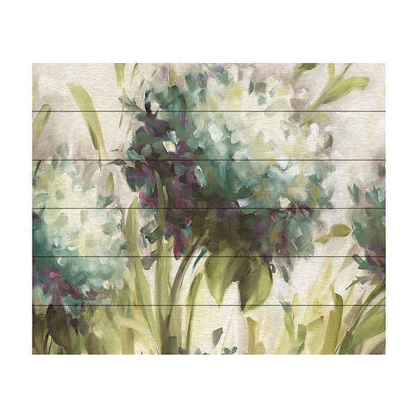 Trademark Fine Art Hydrangea Field Wood Slat Wall Art