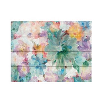 Trademark Fine Art Succulent Florals Crop Wood Slat Wall Art