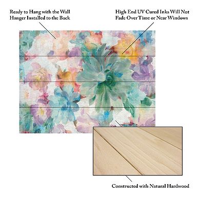 Trademark Fine Art Succulent Florals Crop Wood Slat Wall Art