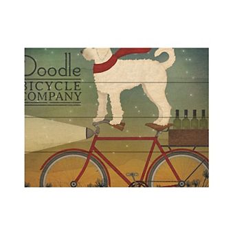 Trademark Fine Art White Doodle on Bike Wood Slat Wall Art