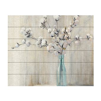 Trademark Fine Art 'Cotton Bouquet Crop' Wood Slat Art