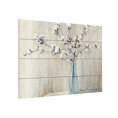 Trademark Fine Art 'Cotton Bouquet Crop' Wood Slat Art