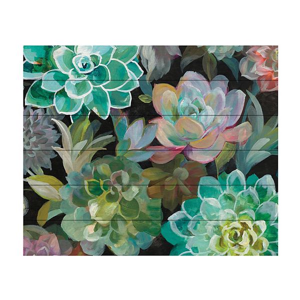 Trademark Fine Art Floral Succulents Crop Wood Slat Wall Art