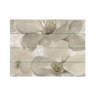 Trademark Fine Art 'White on White Floral I Crop Neutral' Wood Slat Art