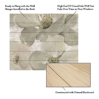 Trademark Fine Art 'White on White Floral I Crop Neutral' Wood Slat Art