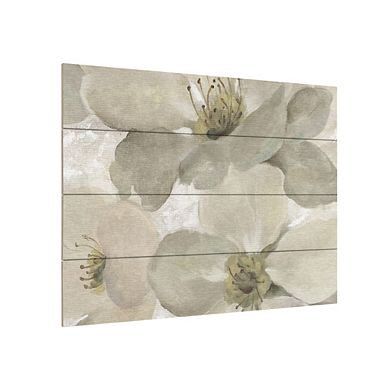 Trademark Fine Art 'White on White Floral I Crop Neutral' Wood Slat Art
