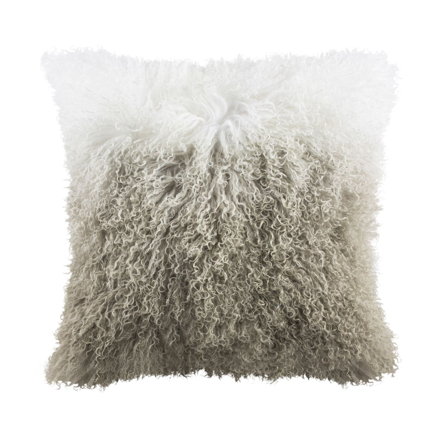 Cheer Collection Super Soft Shaggy Long Hair Throw Pillows Set of 2 - Gray  Ombre (20 x 20)