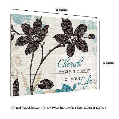 Trademark Fine Art Botanical Touch Quote I Wood Slat Wall Art