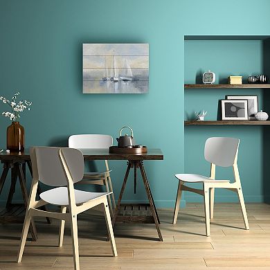 Trademark Fine Art Morning Sail I Blue Wood Slat Wall Art