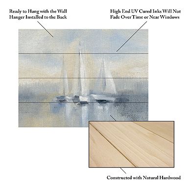 Trademark Fine Art Morning Sail I Blue Wood Slat Wall Art
