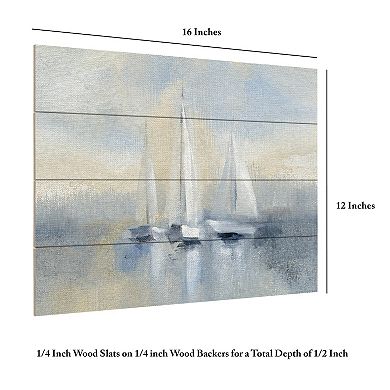 Trademark Fine Art Morning Sail I Blue Wood Slat Wall Art