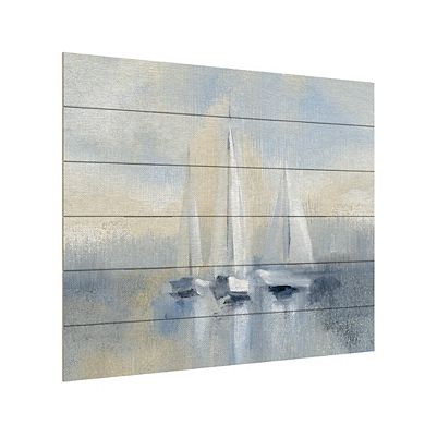Trademark Fine Art Morning Sail I Blue Wood Slat Wall Art