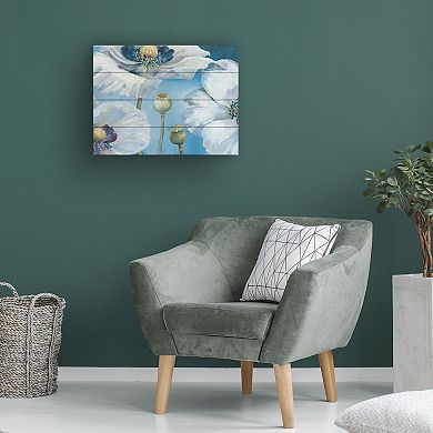 Trademark Fine Art Floral Blue Dance I Wood Slat Wall Art