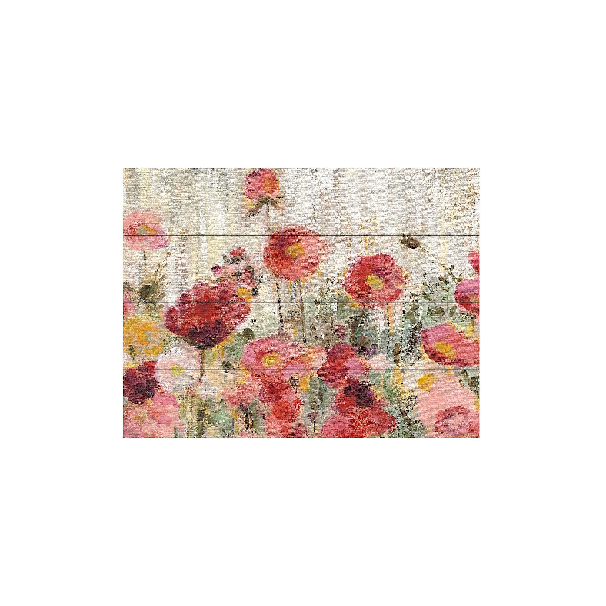 Trademark Fine Art Sprinkled Flowers Crop Wood Slat Art, Multi