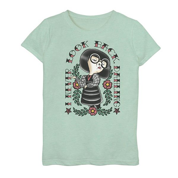 Girls 7 16 Disney Pixar S Incredibles Edna Never Look Back Tattoo Tee