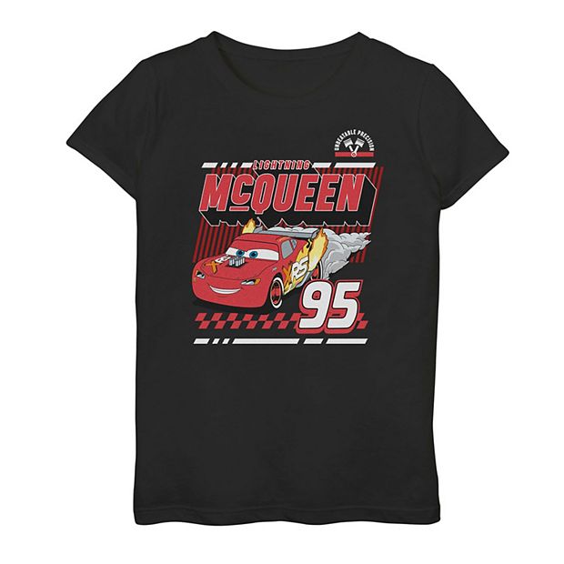 Girls 7-16 Disney/Pixar's Cars Lightning McQueen Retro 95 Poster Tee Black