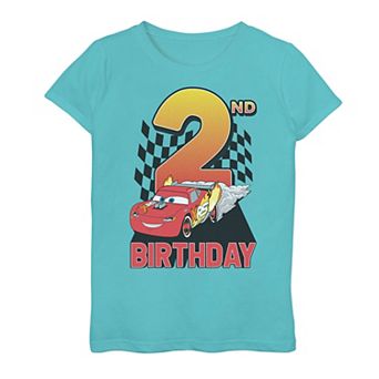 Girls 7-16 Disney/Pixar's Cars Lightning McQueen 2nd Birthday Peel Out Tee
