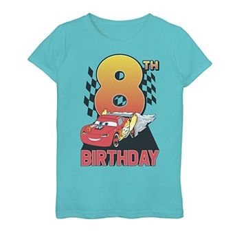 Girls 7-16 Disney/Pixar's Cars Lightning McQueen 8th Birthday Peel Out Tee