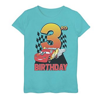 Girls 7-16 Disney/Pixar's Cars Lightning McQueen 3rd Birthday Peel Out Tee