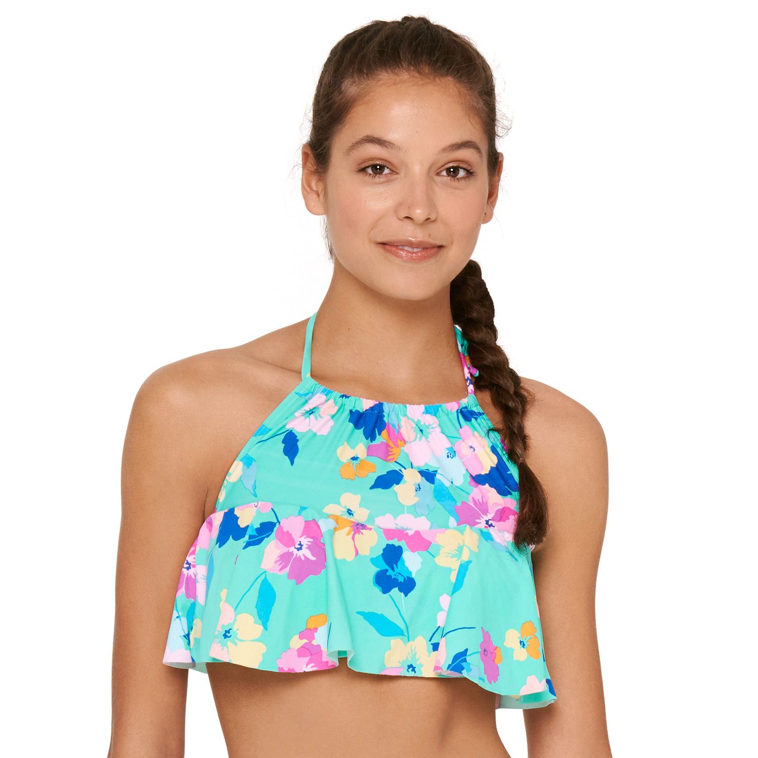 flounce halter bikini top