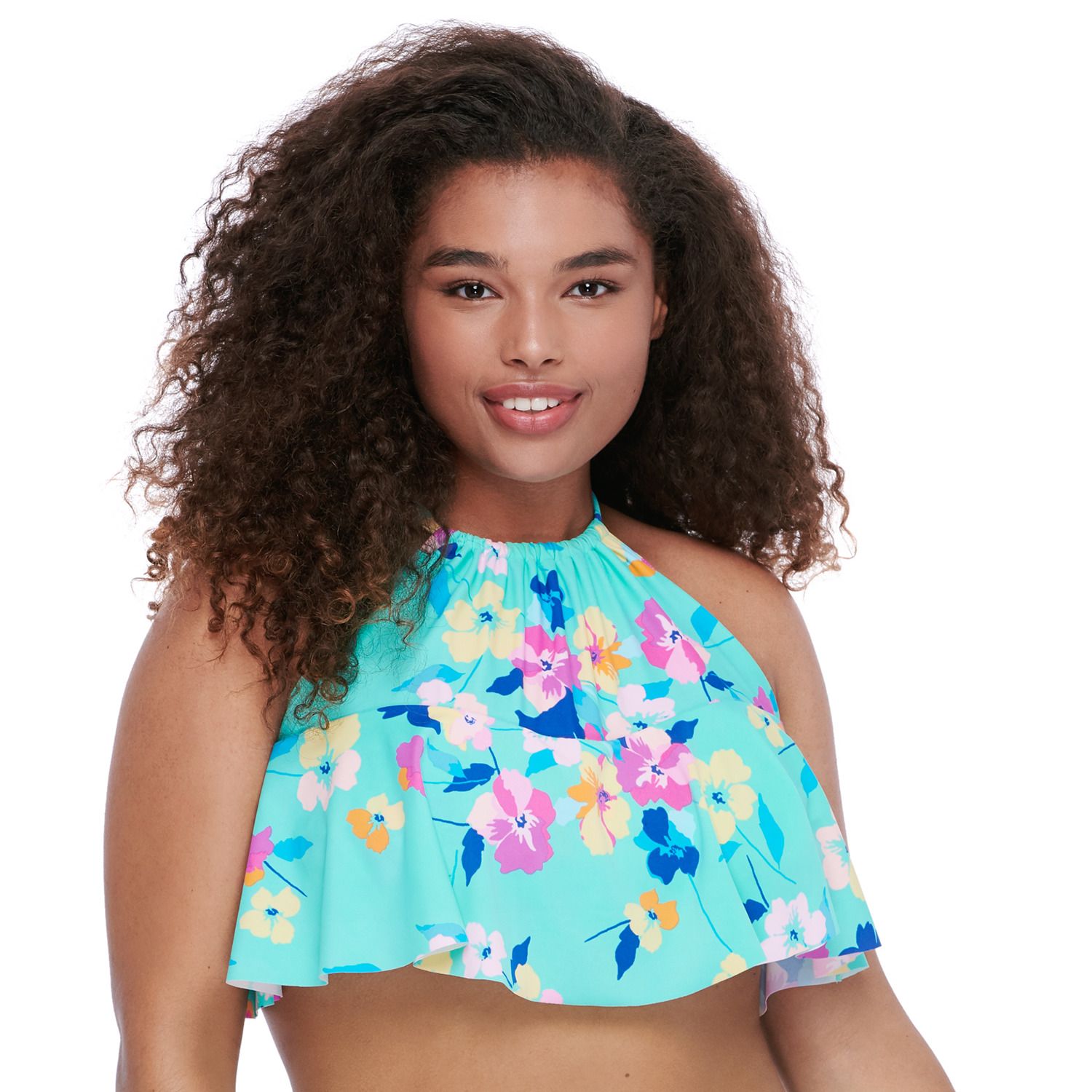 flounce swim top plus size