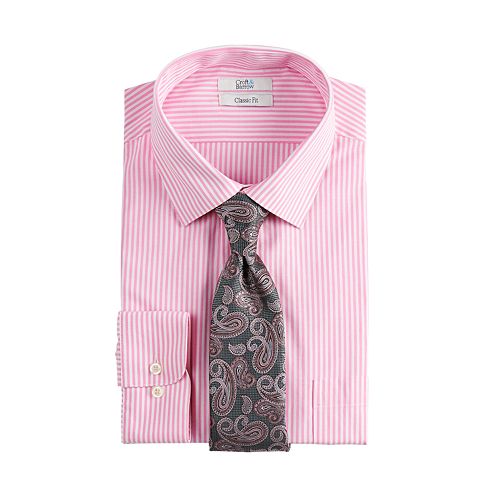 Men's Croft & Barrow® Classic-Fit Stretch-Collar Dress Shirt and Patterned Tie Boxed Set