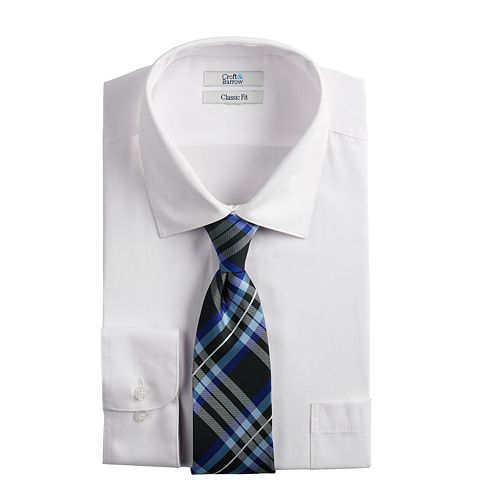 Men's Croft & Barrow® Regular-Fit Stretch Collar Dress Shirt and Patterned Tie Boxed Set