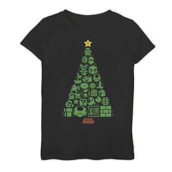 Girls 6-16 Nintendo Super Mario Items & Characters Christmas Tree Top