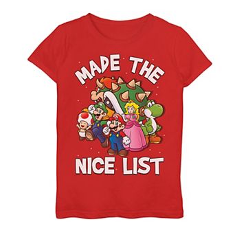 Girls 7-16 Nintendo Super Mario "Made the Nice List" Graphic Tee