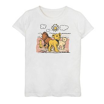 Disney's The Lion King Girls 6-16 Sketched Group Portrait Top