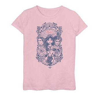 Disney's Aladdin Girls 7-16 Group Line Art Graphic Tee