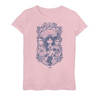 Disney's Aladdin Girls 7-16 Group Line Art Graphic Tee