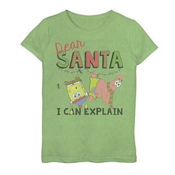 Girls 6-16 Nickelodeon SpongeBob SquarePants Santa I Can Explain Top