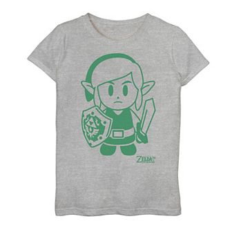 Girls 6-16 Nintendo Legend Of Zelda Link's Awakening Green Outline Top