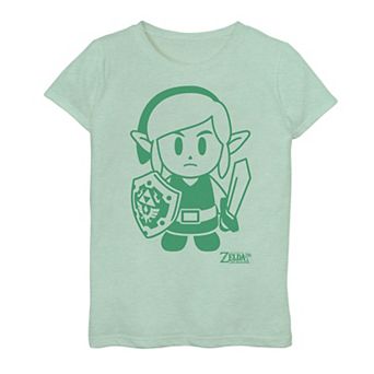 Girls 6-16 Nintendo Legend Of Zelda Link's Awakening Green Outline Top