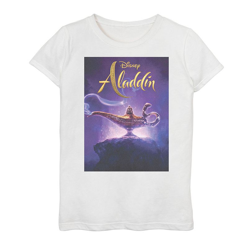 Disney's Aladdin Girls 6-16 Genie Lamp Poster Top, Girl's, Size: XL, White