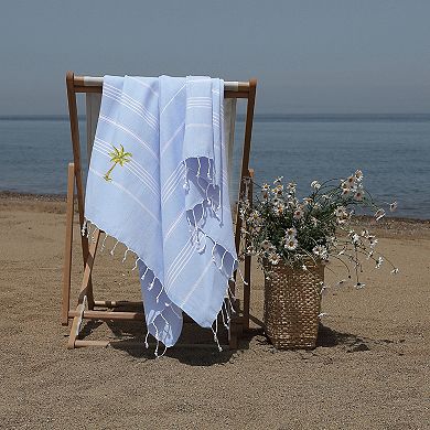 Linum Home Textiles Turkish Cotton Lucky Breezy Palm Tree Pestemal Beach Towel