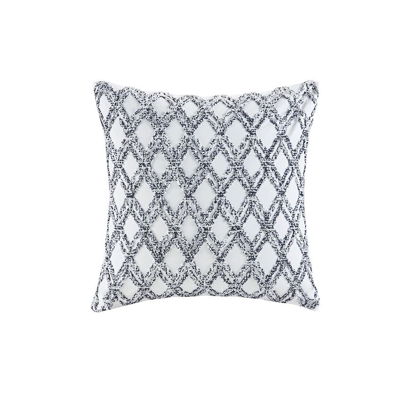 INK+IVY Zara Cotton Embroidered Oblong Pillow, Blue, Fits All