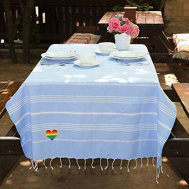 Linum Home Textiles Turkish Cotton Lucky Cheerful Rainbow Heart Pestemal Beach Towel